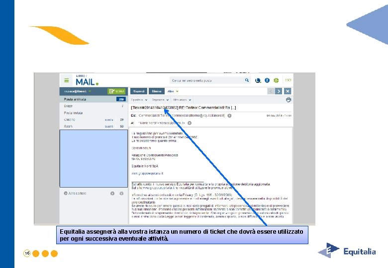 Equitalia assegnerà alla vostra istanza un numero di ticket che dovrà essere utilizzato per