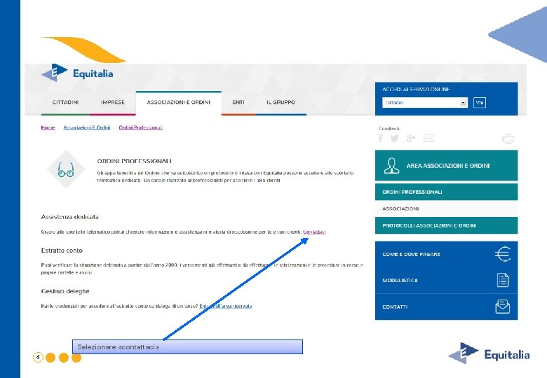 Selezionare «contattaci» 4 