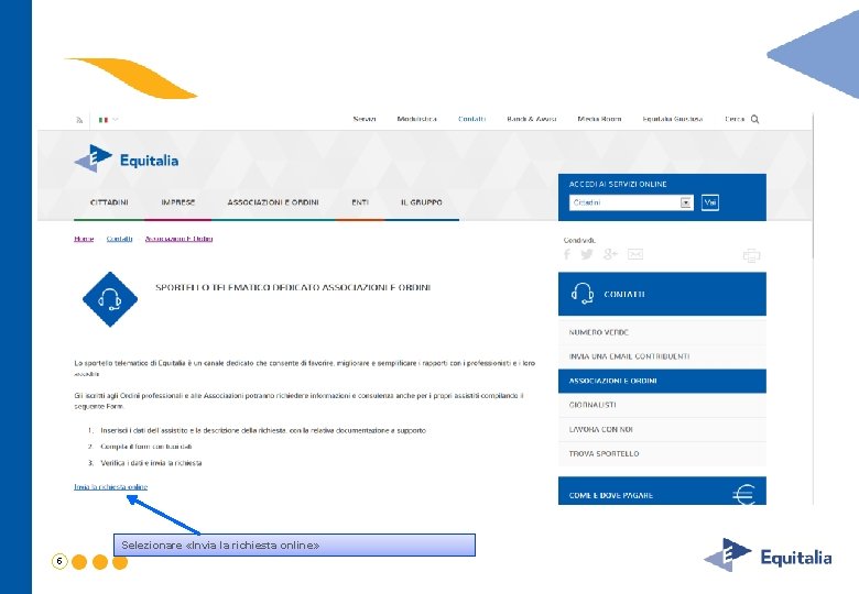 Selezionare «Invia la richiesta online» 5 