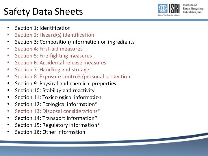 Safety Data Sheets • • • • Section 1: Identification Section 2: Hazard(s) identification Safety Data Sheets • • • • Section 1: Identification Section 2: Hazard(s) identification