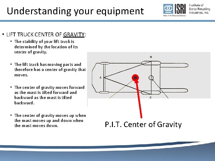 Understanding your equipment • LIFT TRUCK CENTER OF GRAVITY: • The stability of your Understanding your equipment • LIFT TRUCK CENTER OF GRAVITY: • The stability of your