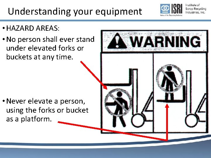 Understanding your equipment • HAZARD AREAS: • No person shall ever stand under elevated Understanding your equipment • HAZARD AREAS: • No person shall ever stand under elevated