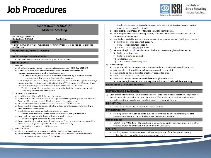 Job Procedures Job Procedures