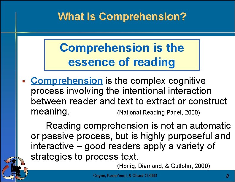Institute on Beginning Reading II Enhancing Comprehension Instruction