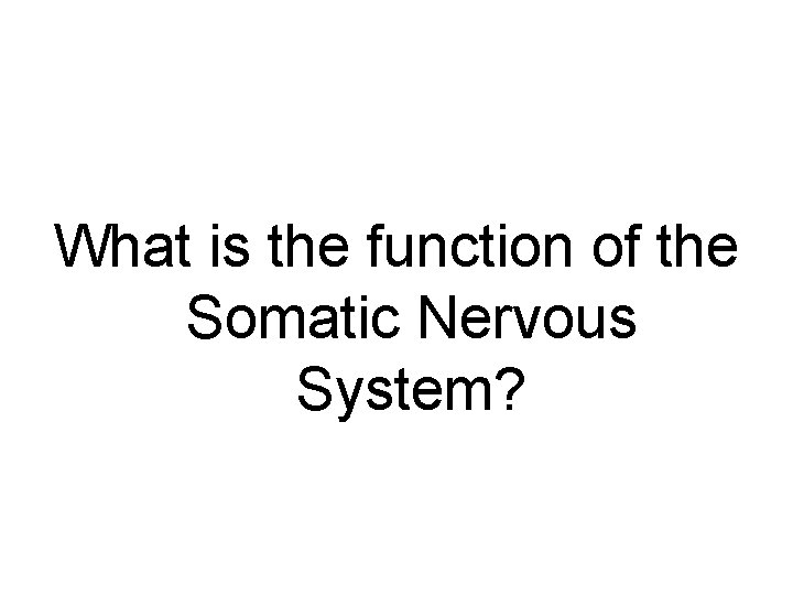 What is the function of the Somatic Nervous System? 