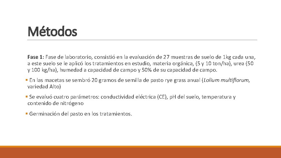 Métodos Fase 1: Fase de laboratorio, consistió en la evaluación de 27 muestras de