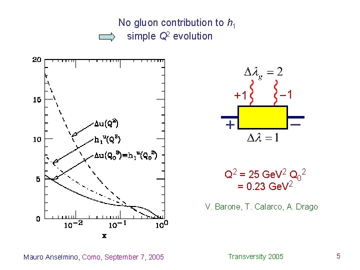 No gluon contribution to h 1 simple Q 2 evolution +1 – 1 +