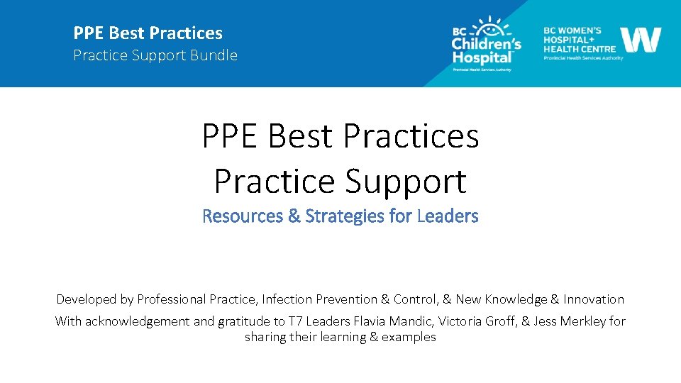 PPE Best Practices Practice Support Bundle PPE Best Practices Practice Support Resources & Strategies