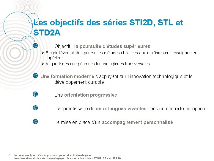 Les objectifs des séries STI 2 D, STL et STD 2 A Objectif :