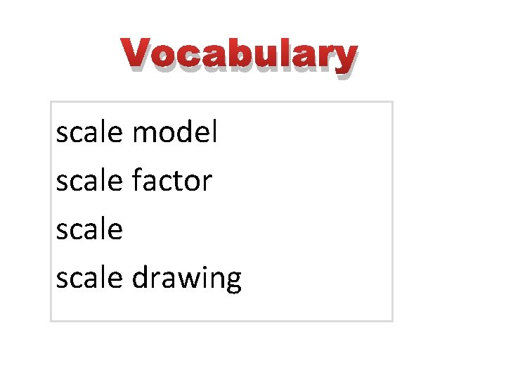 Vocabulary scale model scale factor scale drawing 