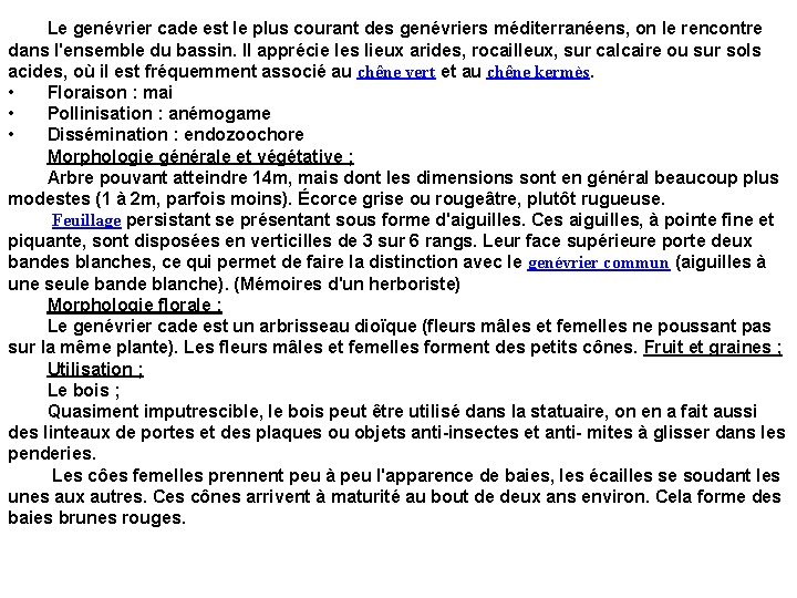 Le genévrier cade est le plus courant des genévriers méditerranéens, on le rencontre dans