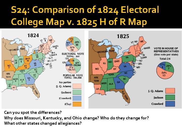 S 24: Comparison of 1824 Electoral College Map v. 1825 H of R Map