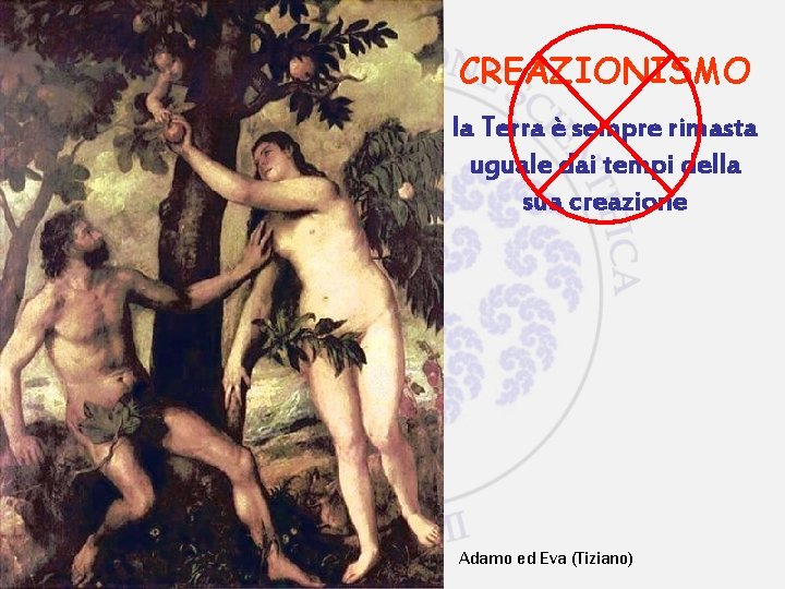 CREAZIONISMO la Terra è sempre rimasta uguale dai tempi della sua creazione Adamo ed