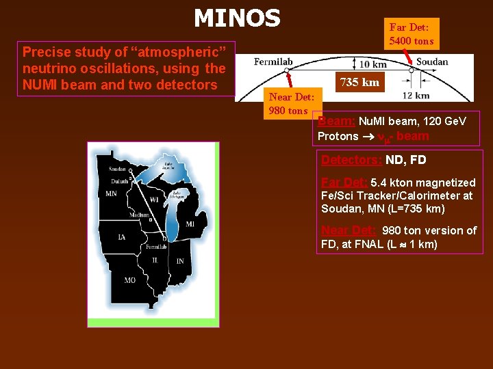 MINOS Precise study of “atmospheric” neutrino oscillations, using the NUMI beam and two detectors