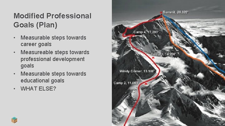 Modified Professional Goals (Plan) • Measurable steps towards career goals • Measureable steps towards Modified Professional Goals (Plan) • Measurable steps towards career goals • Measureable steps towards