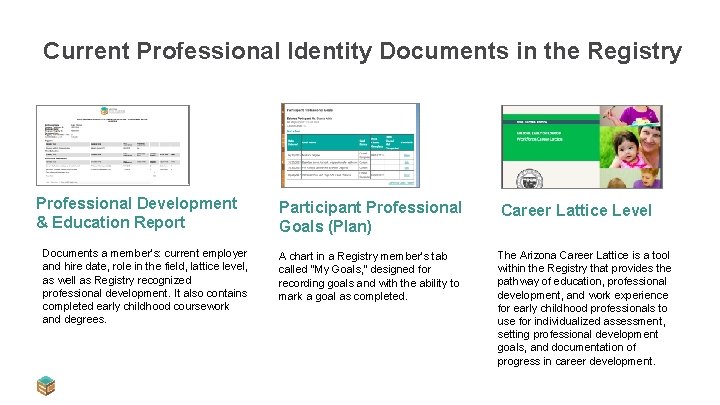 Current Professional Identity Documents in the Registry Professional Development & Education Report Documents a Current Professional Identity Documents in the Registry Professional Development & Education Report Documents a