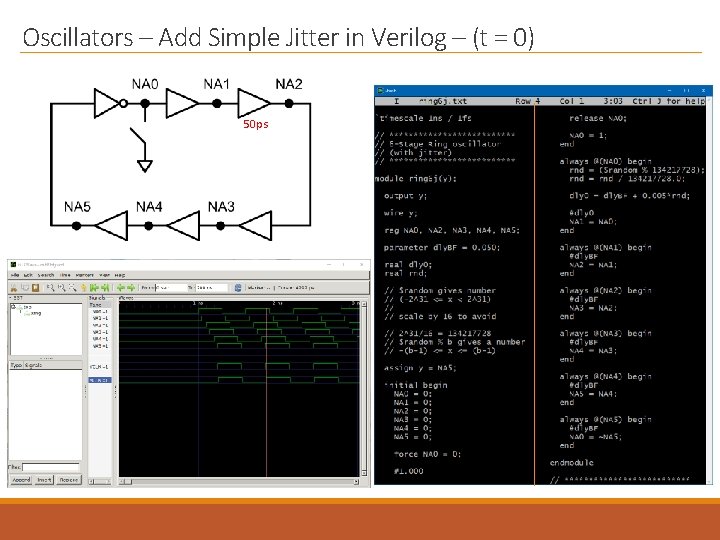 Oscillators – Add Simple Jitter in Verilog – (t = 0) 50 ps •