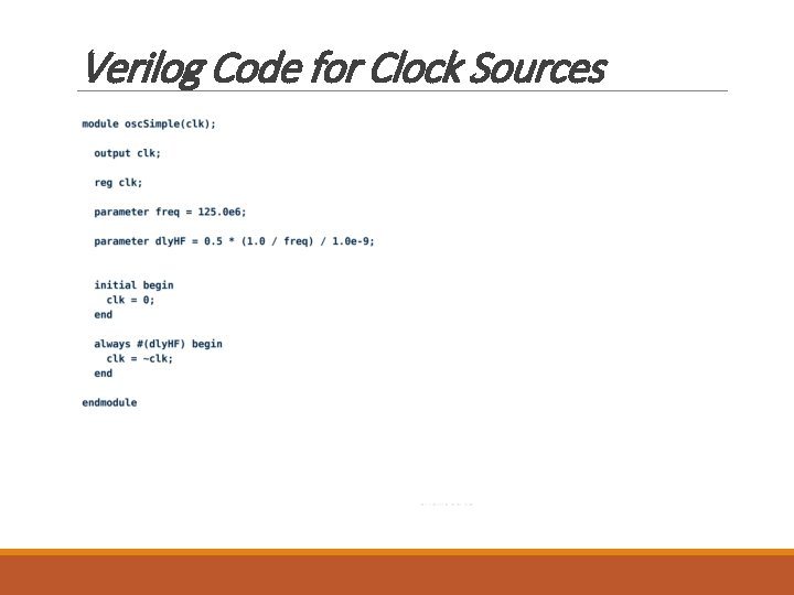 Verilog Code for Clock Sources 