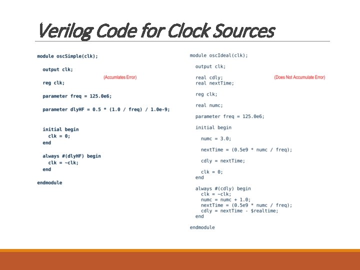 Verilog Code for Clock Sources 