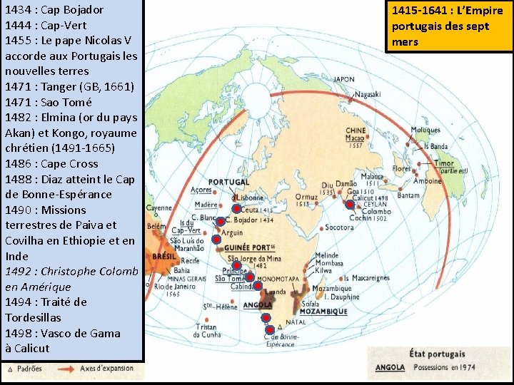 1434 : Cap Bojador 1444 : Cap-Vert 1455 : Le pape Nicolas V accorde