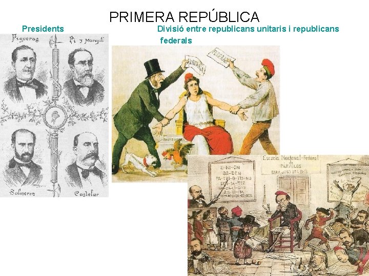 Presidents PRIMERA REPÚBLICA Divisió entre republicans unitaris i republicans federals 