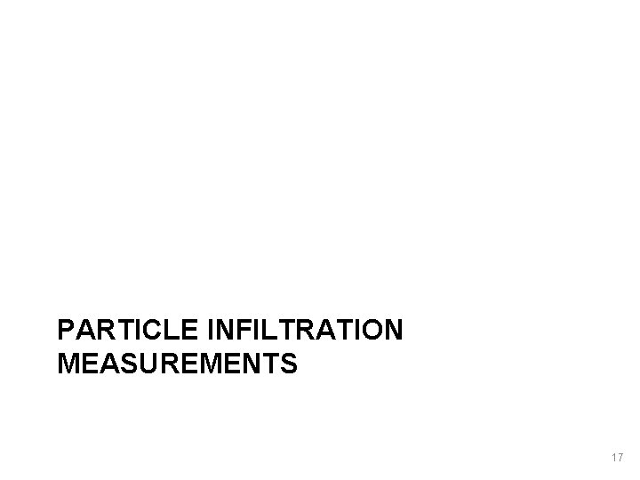 PARTICLE INFILTRATION MEASUREMENTS 17 