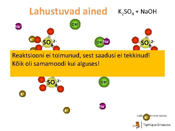 Lahustuvad ained K 2 SO 4 + Na. OH OH- Na+ K+ SO 42
