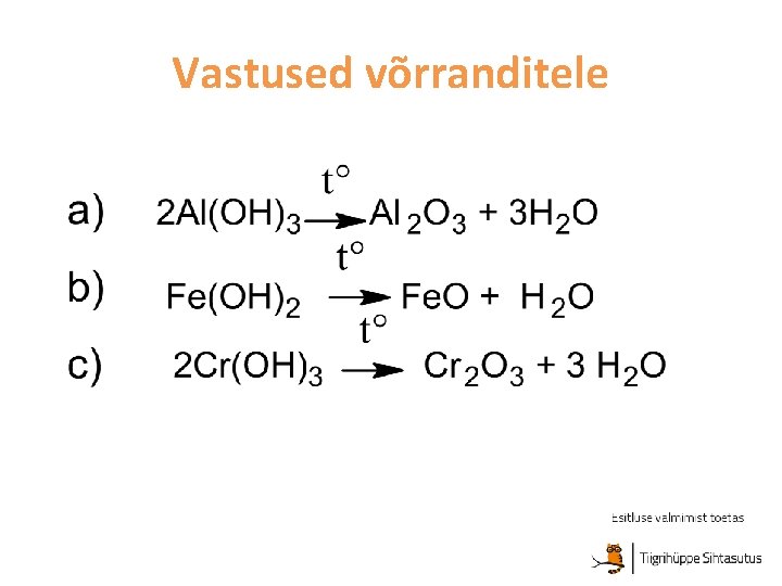 Vastused võrranditele 