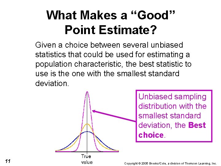 What Makes a “Good” Point Estimate? Given a choice between several unbiased statistics that