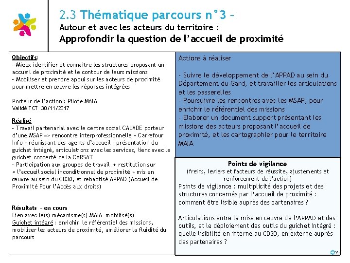 2. 3 Thématique parcours n° 3 – Autour et avec les acteurs du territoire