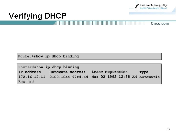 Verifying DHCP 25 