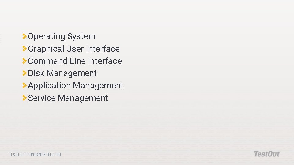 Operating System Graphical User Interface Command Line Interface Disk Management Application Management Service Management