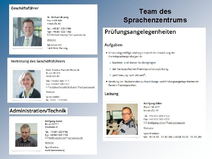 Team des Sprachenzentrums Team des Sprachenzentrums