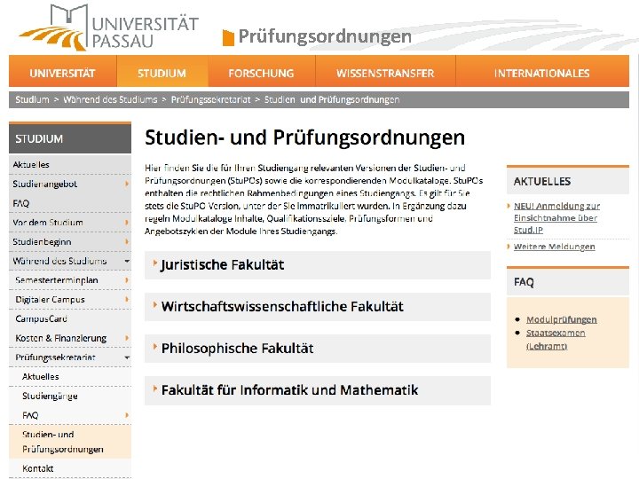 Prüfungsordnungen Prüfungsordnungen
