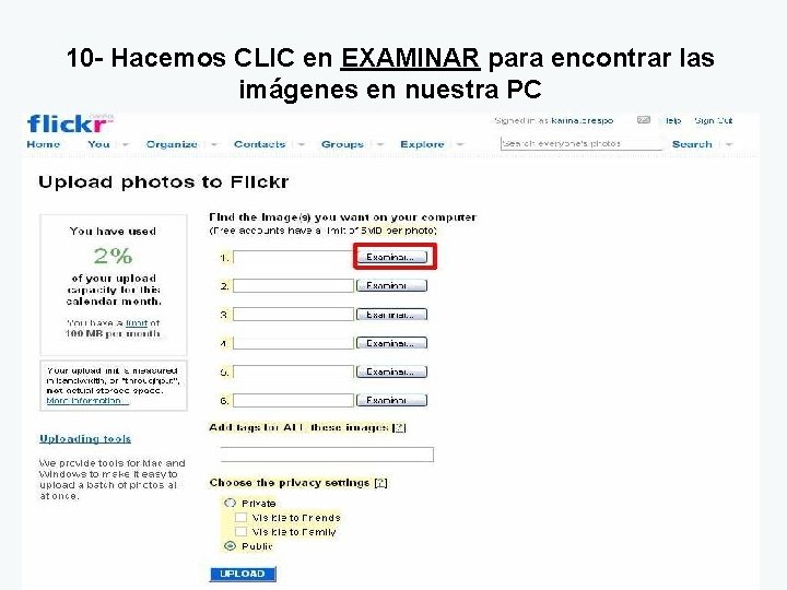 10 - Hacemos CLIC en EXAMINAR para encontrar las imágenes en nuestra PC 