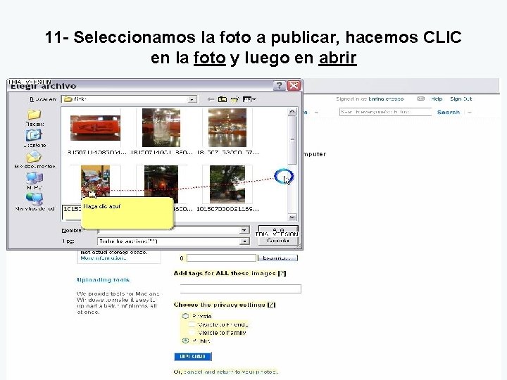 11 - Seleccionamos la foto a publicar, hacemos CLIC en la foto y luego