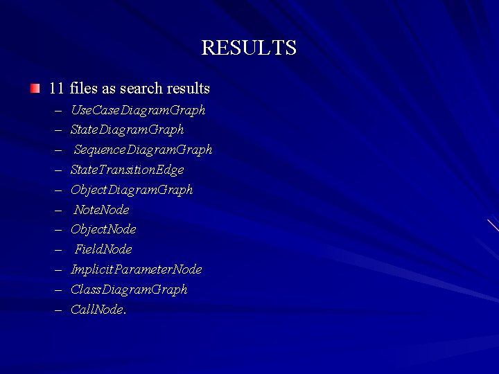 RESULTS 11 files as search results – – – Use. Case. Diagram. Graph State.