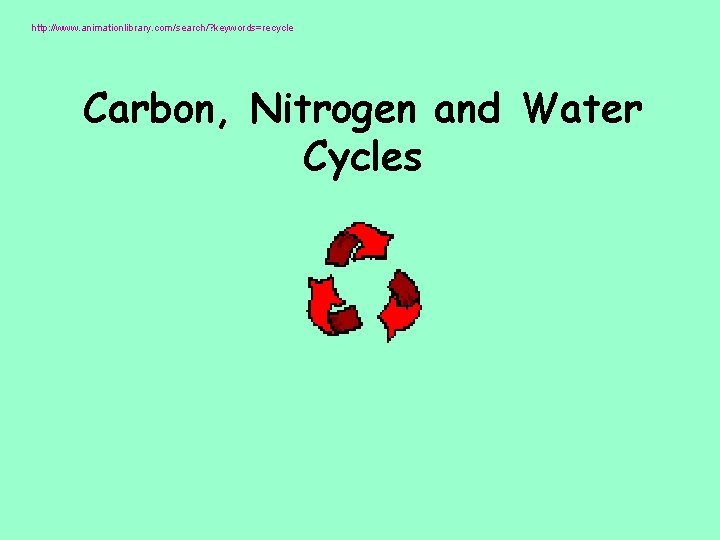 http: //www. animationlibrary. com/search/? keywords=recycle Carbon, Nitrogen and Water Cycles 