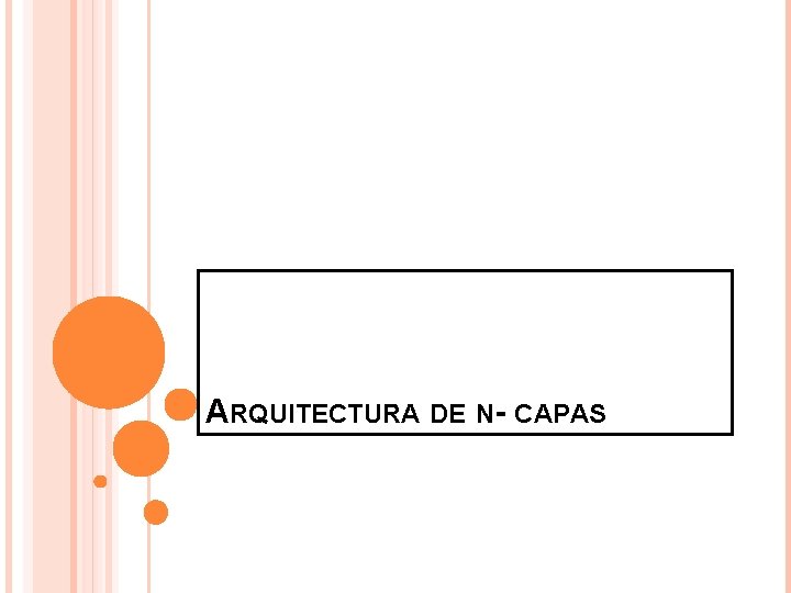 ARQUITECTURA DE N- CAPAS ARQUITECTURA DE N- CAPAS