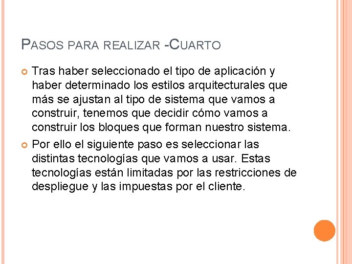 PASOS PARA REALIZAR -CUARTO Tras haber seleccionado el tipo de aplicación y haber determinado PASOS PARA REALIZAR -CUARTO Tras haber seleccionado el tipo de aplicación y haber determinado