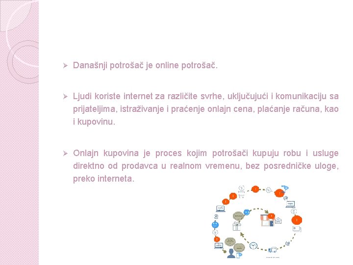 Ø Današnji potrošač je online potrošač. Ø Ljudi koriste internet za različite svrhe, uključujući Ø Današnji potrošač je online potrošač. Ø Ljudi koriste internet za različite svrhe, uključujući