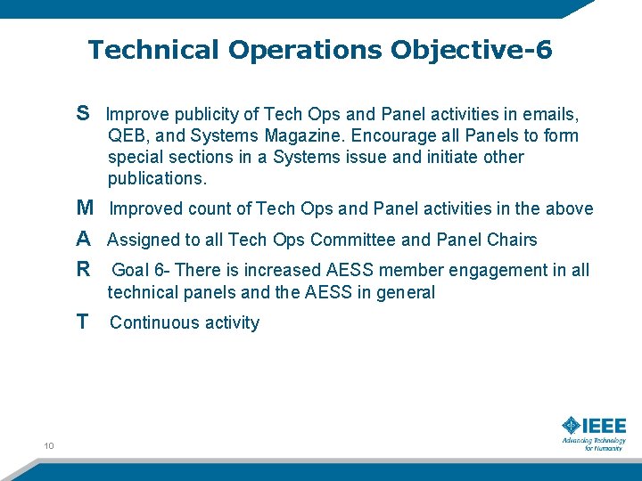 Technical Operations Objective-6 S Improve publicity of Tech Ops and Panel activities in emails,