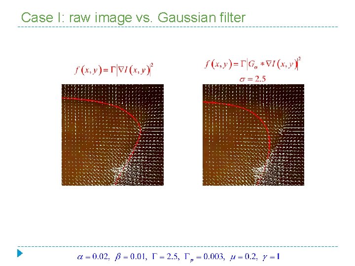 Case I: raw image vs. Gaussian filter 
