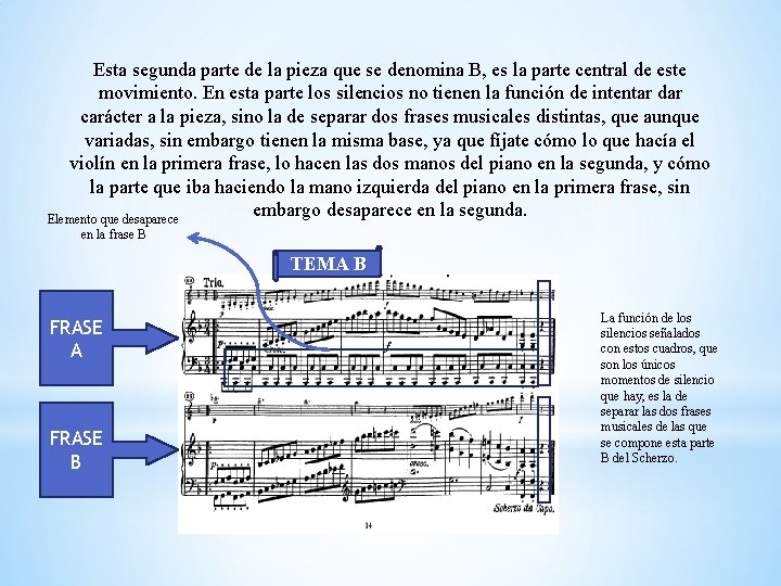 Esta segunda parte de la pieza que se denomina B, es la parte central