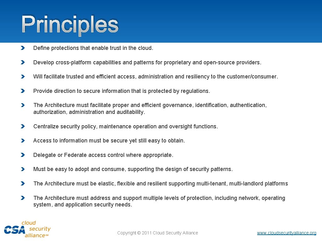 Principles Define protections that enable trust in the cloud. Develop cross-platform capabilities and patterns