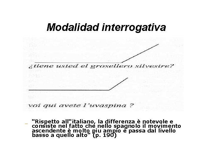 Modalidad interrogativa _ "Rispetto all"italiano, la differenza è notevole e consiste nel fatto che