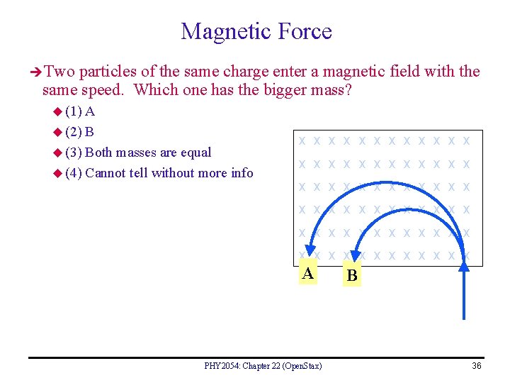 Magnetic Force Two particles of the same charge enter a magnetic field with the
