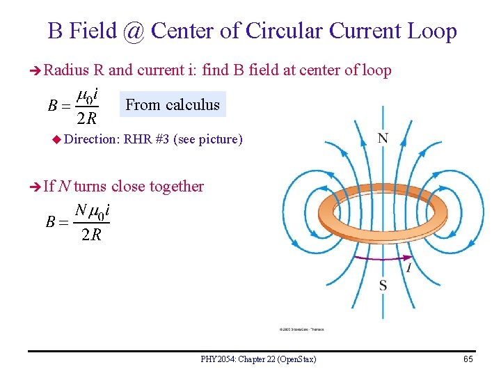 B Field @ Center of Circular Current Loop Radius R and current i: find