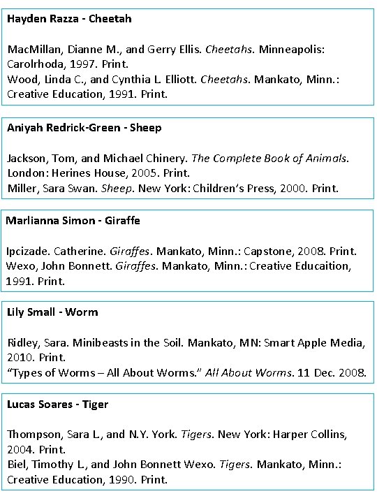 Hayden Razza - Cheetah Mac. Millan, Dianne M. , and Gerry Ellis. Cheetahs. Minneapolis: