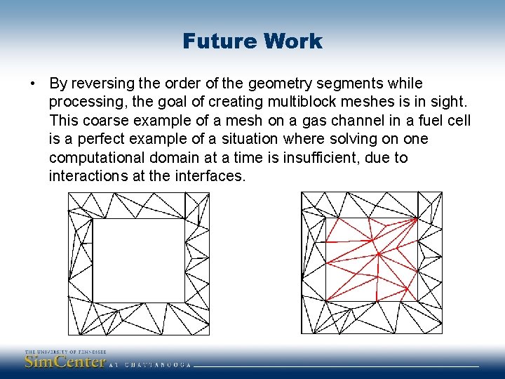 Future Work • By reversing the order of the geometry segments while processing, the